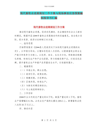 现代畜牧业发展规划工作方案与现场事故应急预案编制指导书汇编