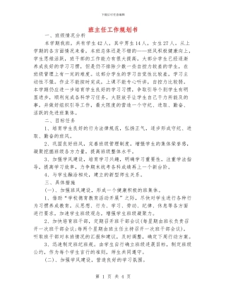 班主任工作规划书
