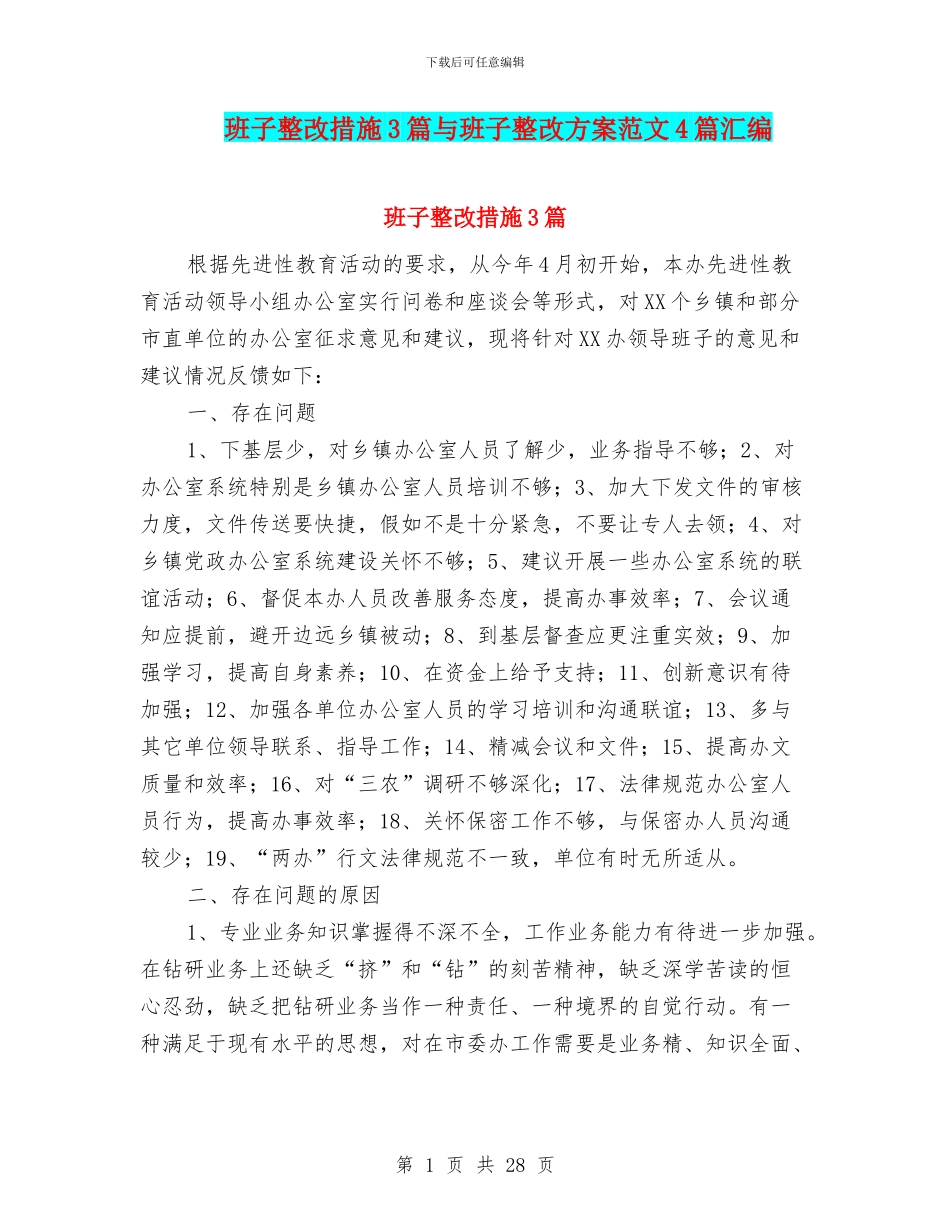 班子整改措施3篇与班子整改方案范文4篇汇编_第1页