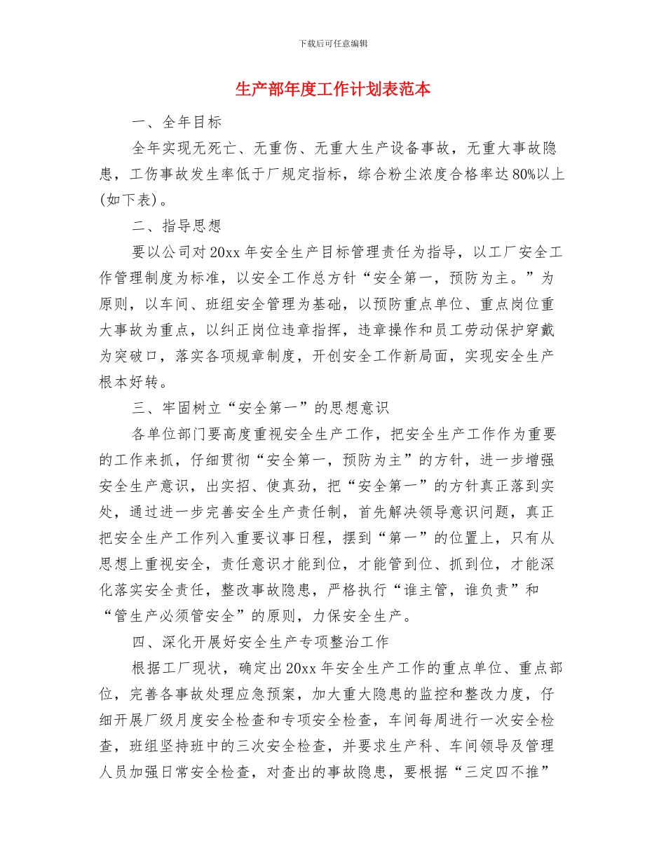 生产部年度工作计划表与生产部年度工作计划表范本汇编_第3页