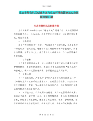 生态市绿色机关创建方案与生态环境集团事故应急救援预案汇编