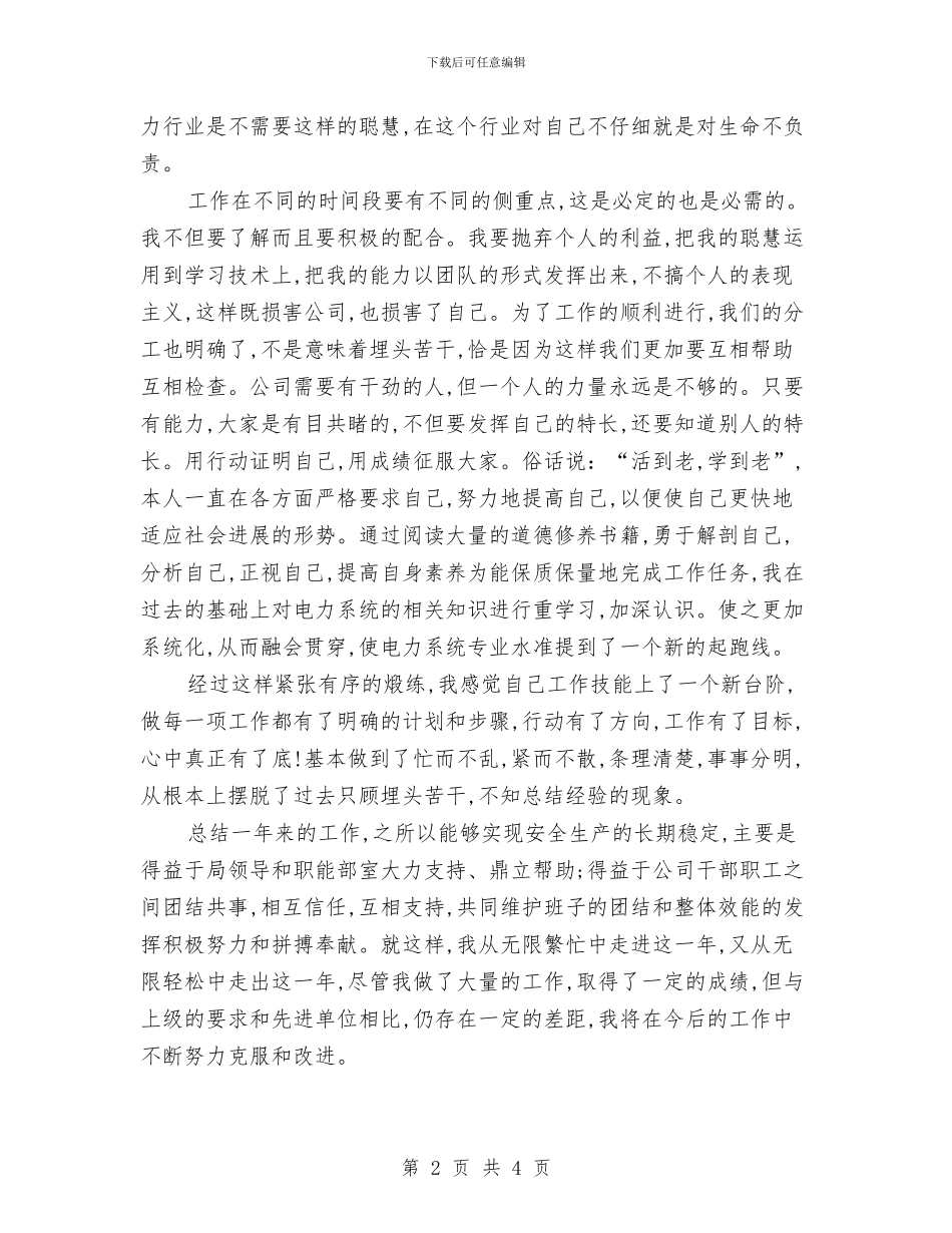 电力局个人年终工作总结与电力局党员职工年度个人总结汇编_第2页