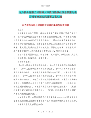 电力股份有限公司重特大环境污染事故应急预案与电力设备事故应急处置方案汇编