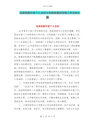 电商客服年度个人总结与电商客服试用期工作总结汇编