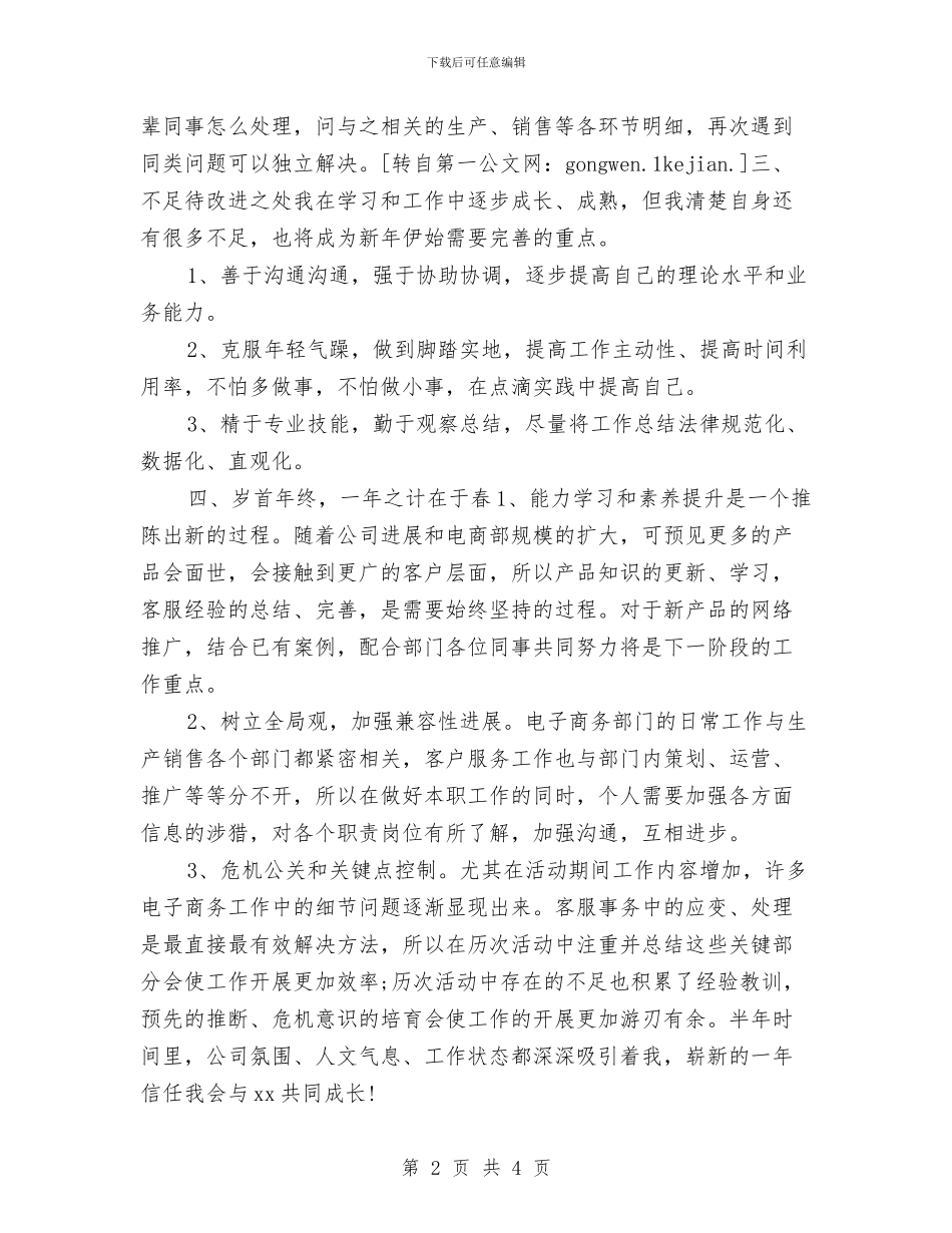 电商试用期工作总结与电商试用期转正工作总结汇编_第2页