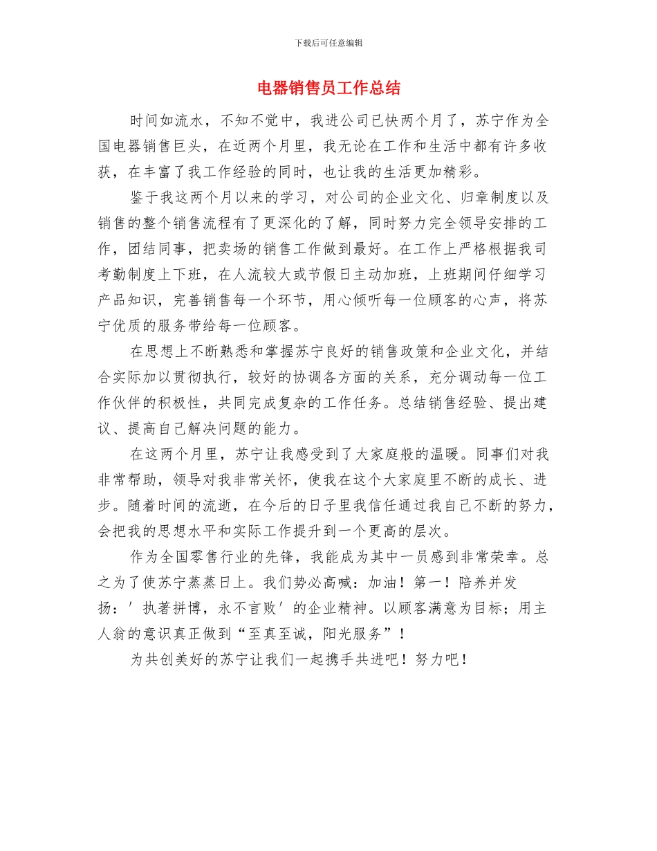电器销售个人工作总结与电器销售员工作总结汇编_第2页