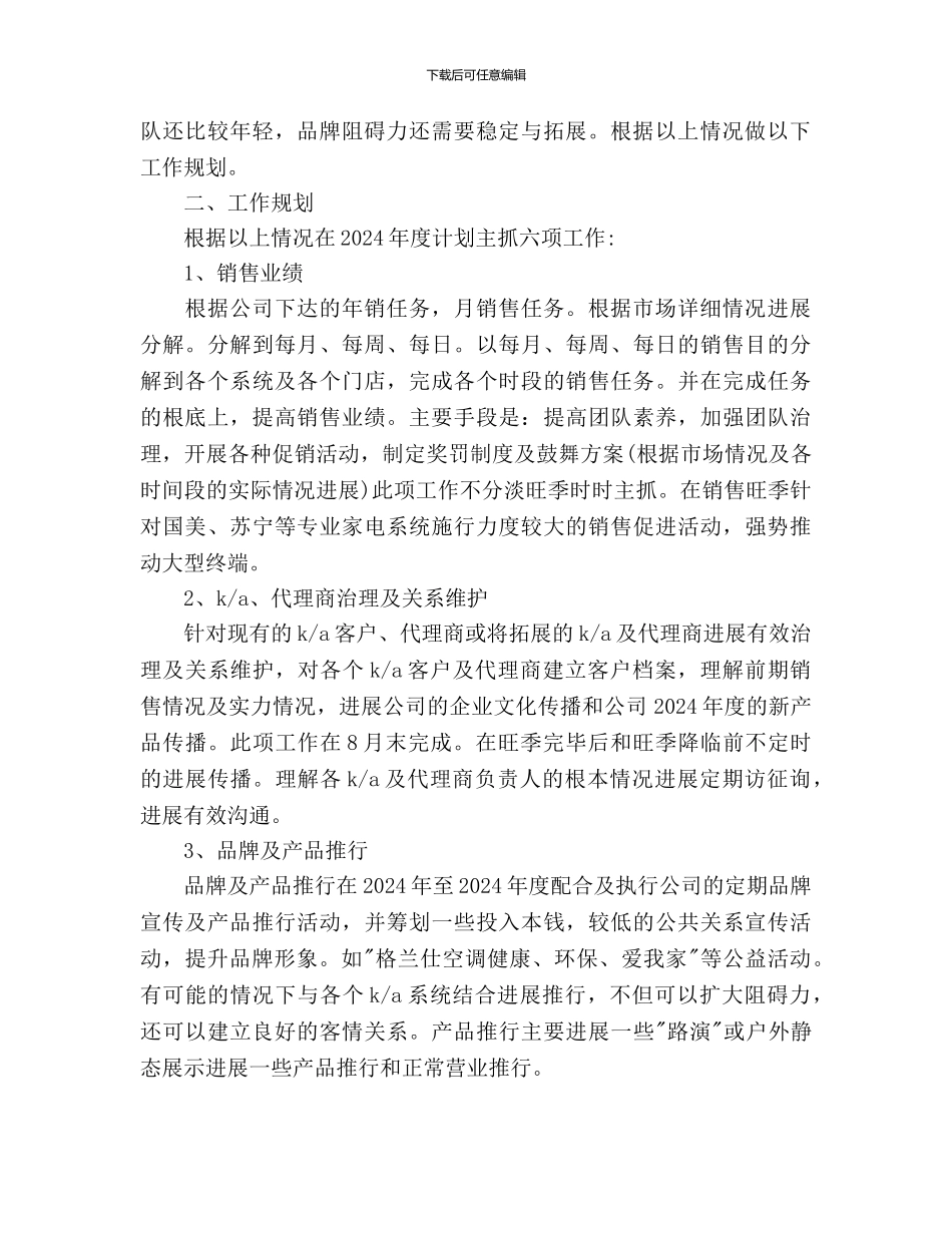 电器销售年度工作计划_第2页
