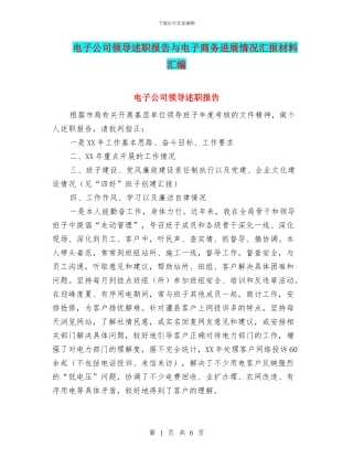 电子公司领导述职报告与电子商务发展情况汇报材料汇编