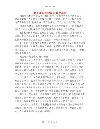 电子商务专业实习自我鉴定