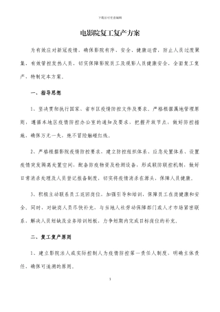 电影院复工方案