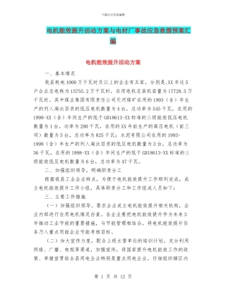 电机能效提升活动方案与电材厂事故应急救援预案汇编