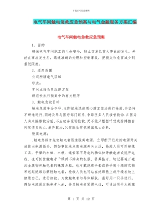 电气车间触电急救应急预案与电气金融服务方案汇编