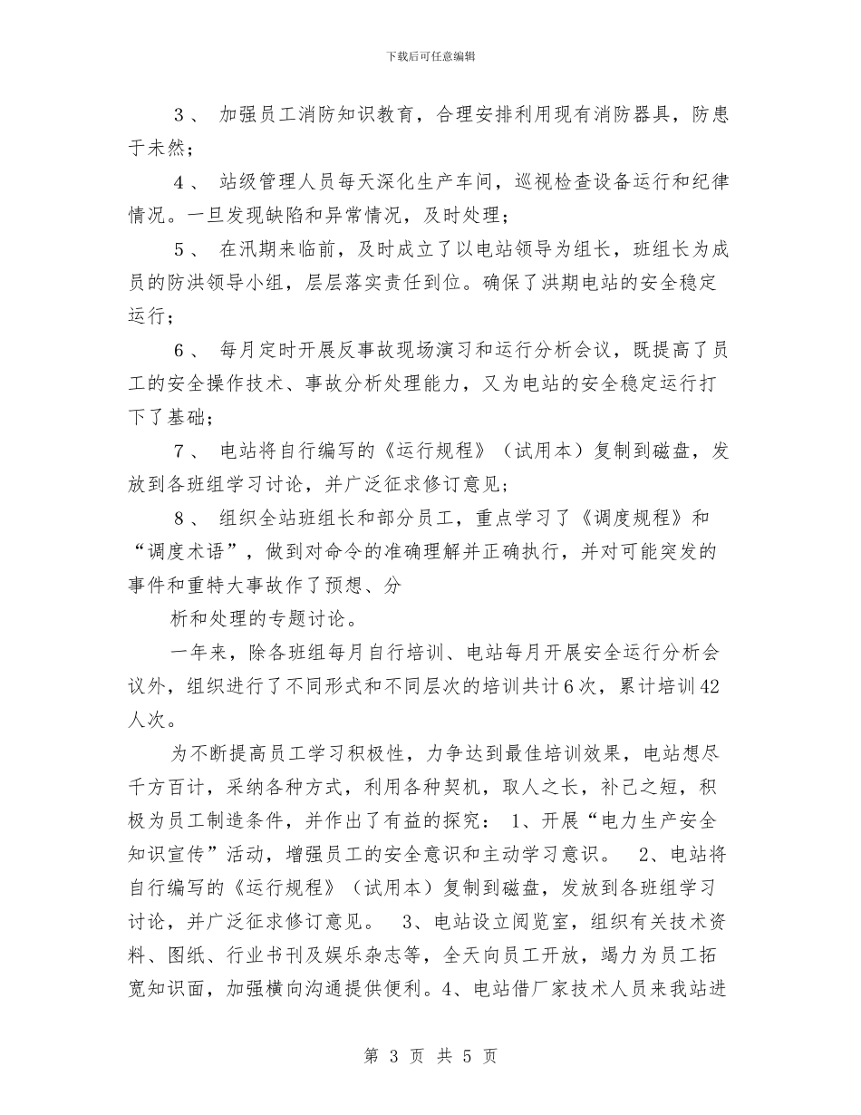 电站申报2024年度“安全生产先进集体”总结材料与电站站长年终工作报告汇编_第3页
