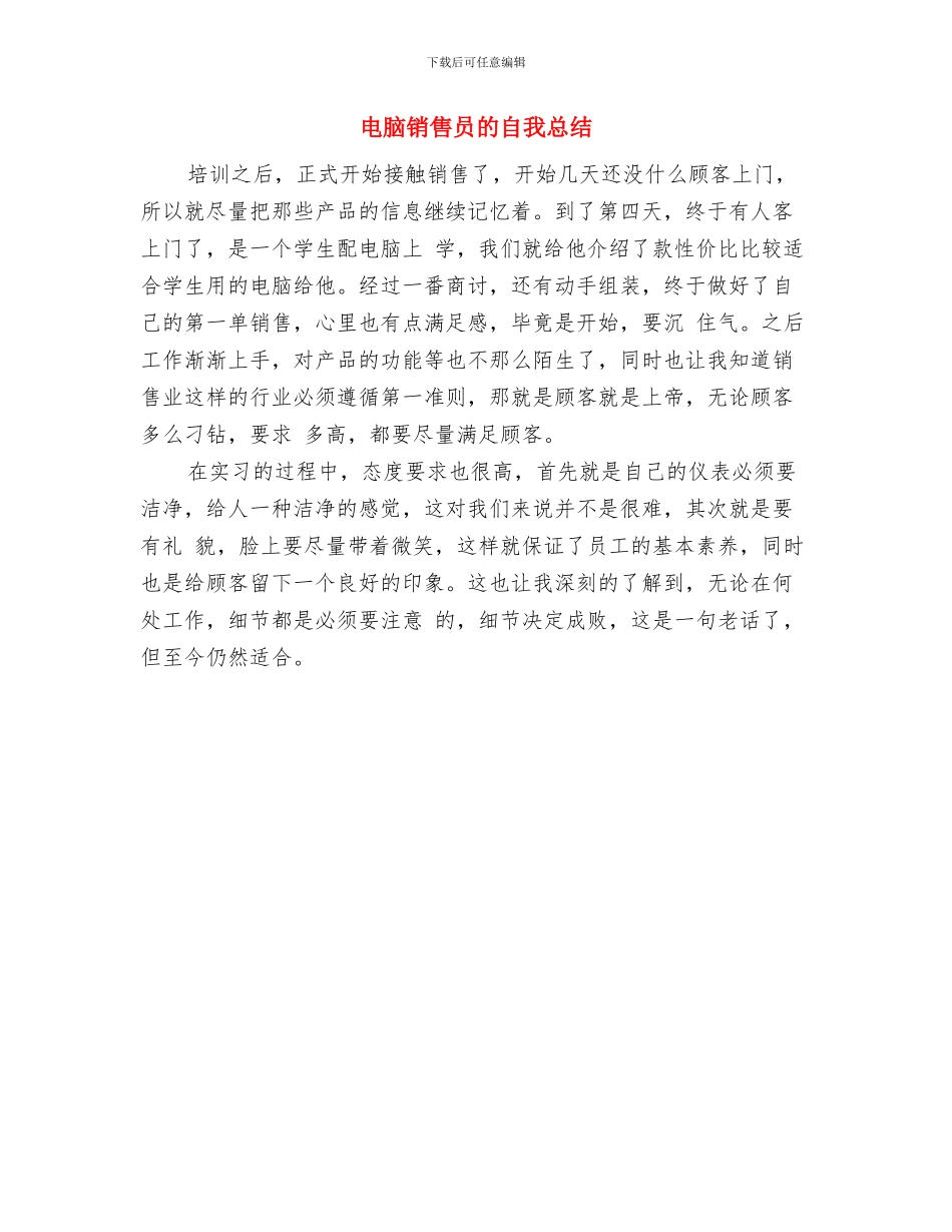 电脑营业员年终工作总结与电脑销售员的自我总结汇编_第2页