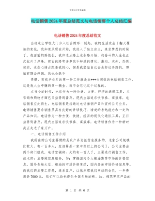 电话销售2024年度总结范文与电话销售个人总结汇编