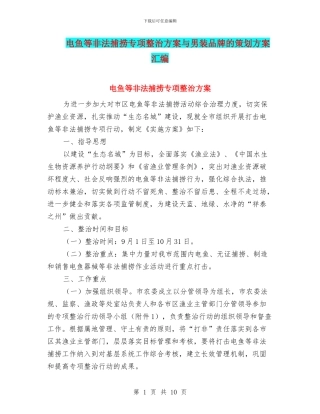电鱼等非法捕捞专项整治方案与男装品牌的策划方案汇编