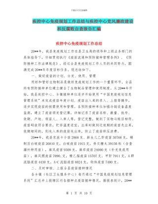 疾控中心免疫规划工作总结与疾控中心党风廉政建设和反腐败自查报告汇编