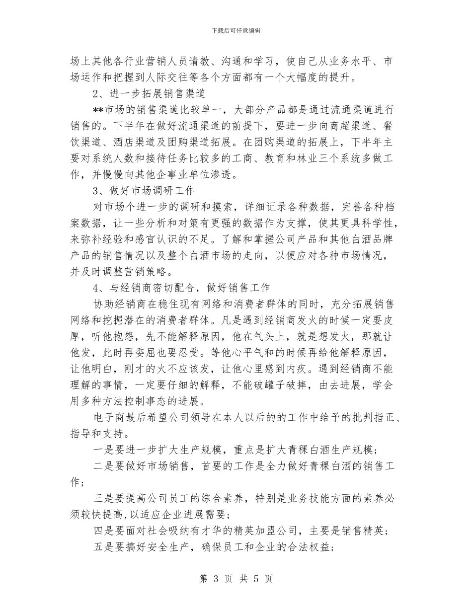 白酒销售工作计划范文_第3页