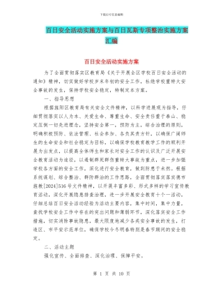 百日安全活动实施方案与百日瓦斯专项整治实施方案汇编