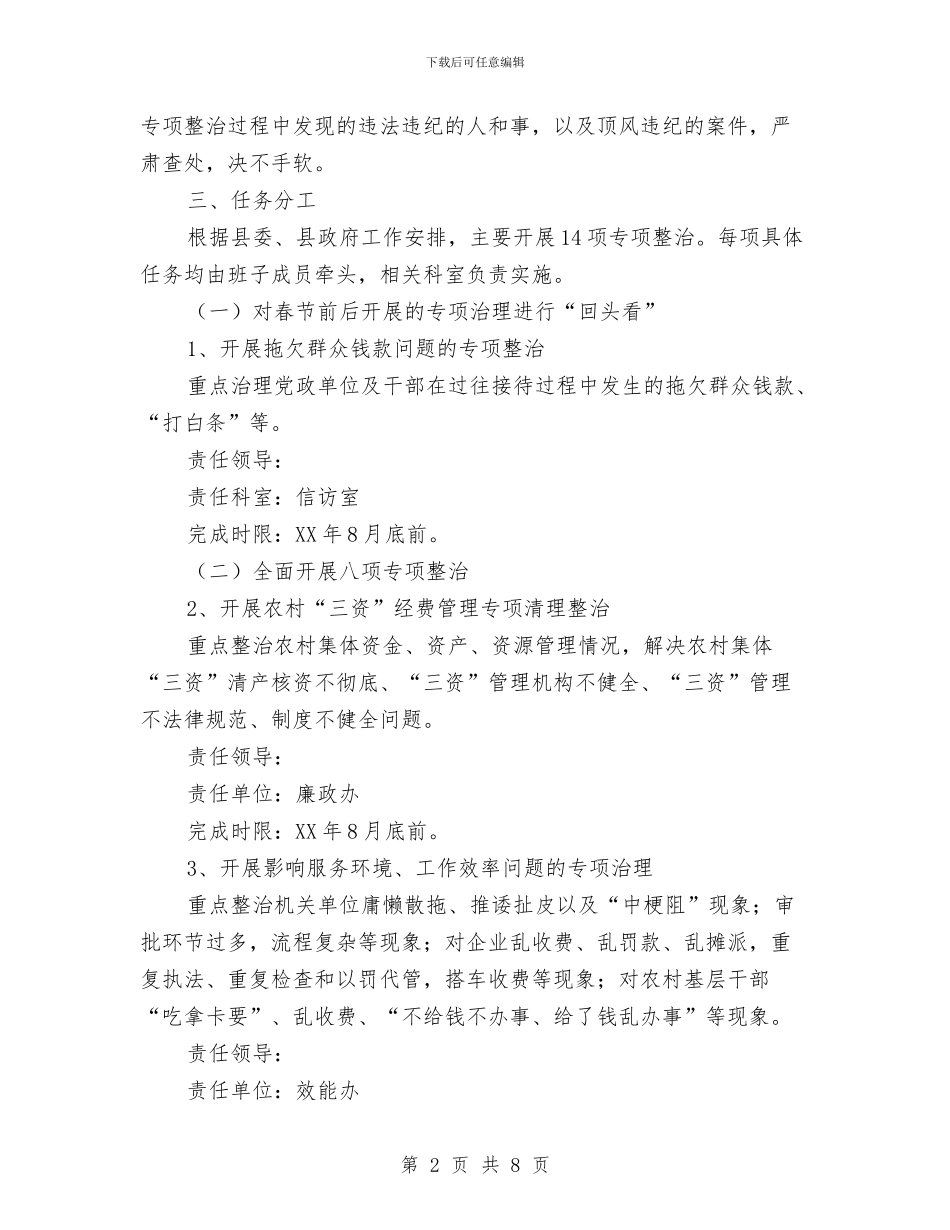监察局四风突出问题专项整治方案与监察局局长就职演讲稿范文汇编_第2页