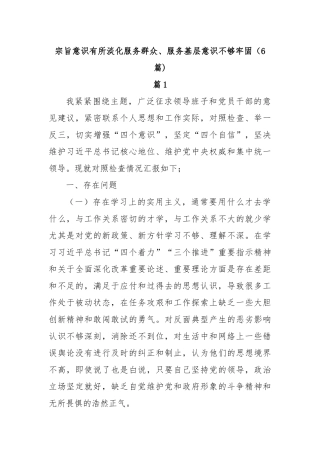 (6篇)宗旨意识有所淡化服务群众、服务基层意识不够牢固