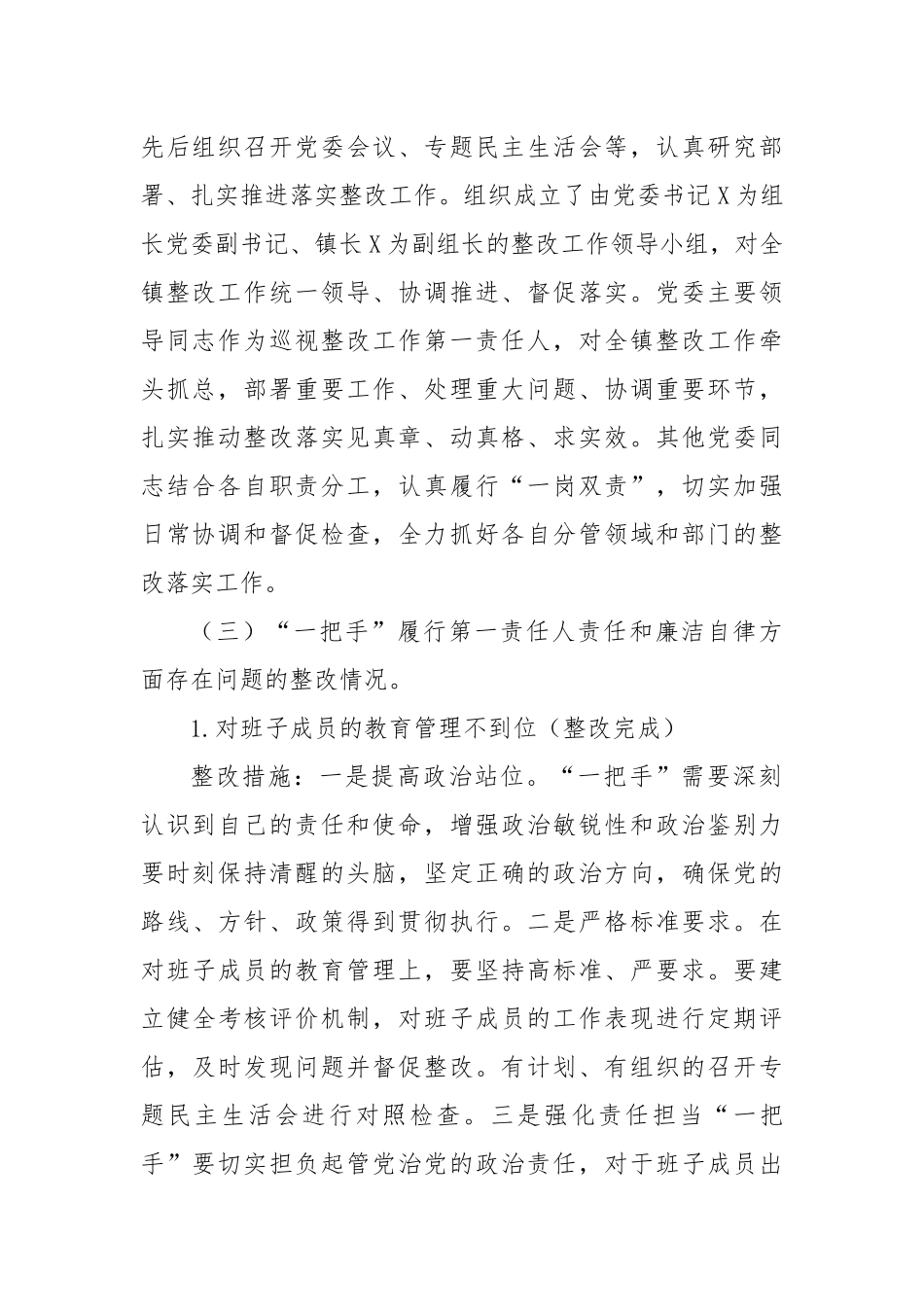 X镇关于巡察集中整改进展情况的报告_第2页