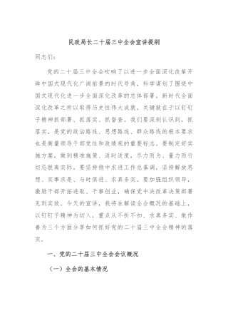 民政局长二十届三中全会宣讲提纲