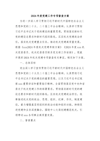 2024年度党建工作专项督查方案