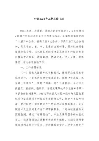 乡镇2024年工作总结（2）