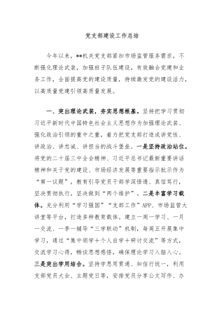 党支部建设工作总结