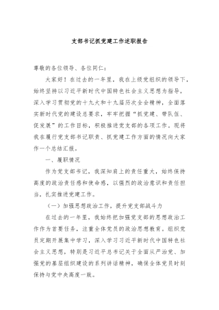 支部书记抓党建工作述职报告