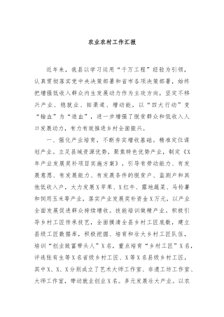 农业农村工作汇报