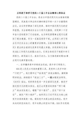 正科级干部学习党的二十届三中全会精神心得体会