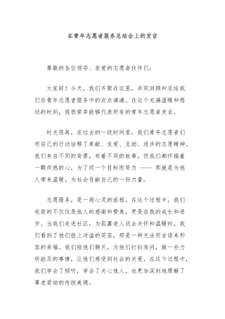 在青年志愿者服务总结会上的发言