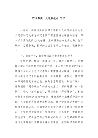 2024年度个人述职报告（12）