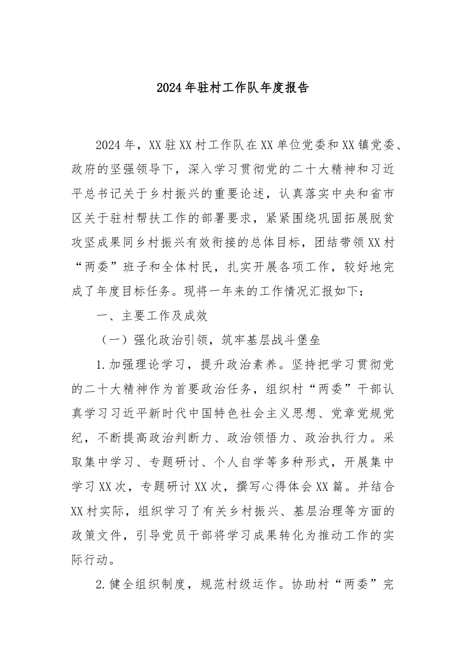 2024年驻村工作队年度报告_第1页
