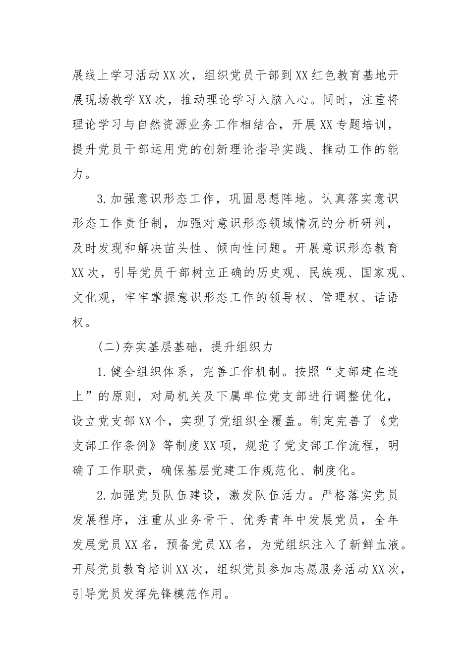 2024年自然资源局抓基层党建工作述职报告_第2页