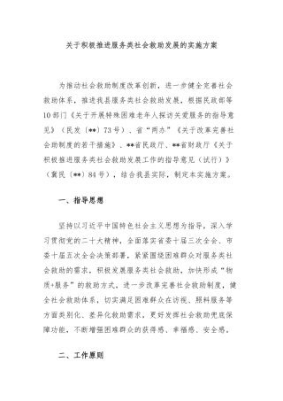 关于积极推进服务类社会救助发展的实施方案