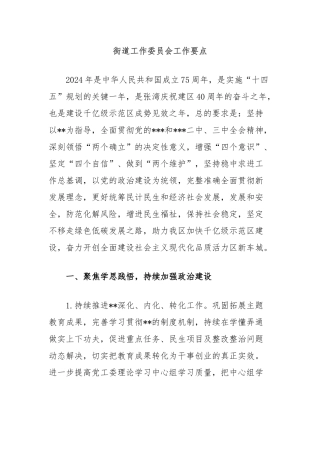 街道工作委员会工作要点