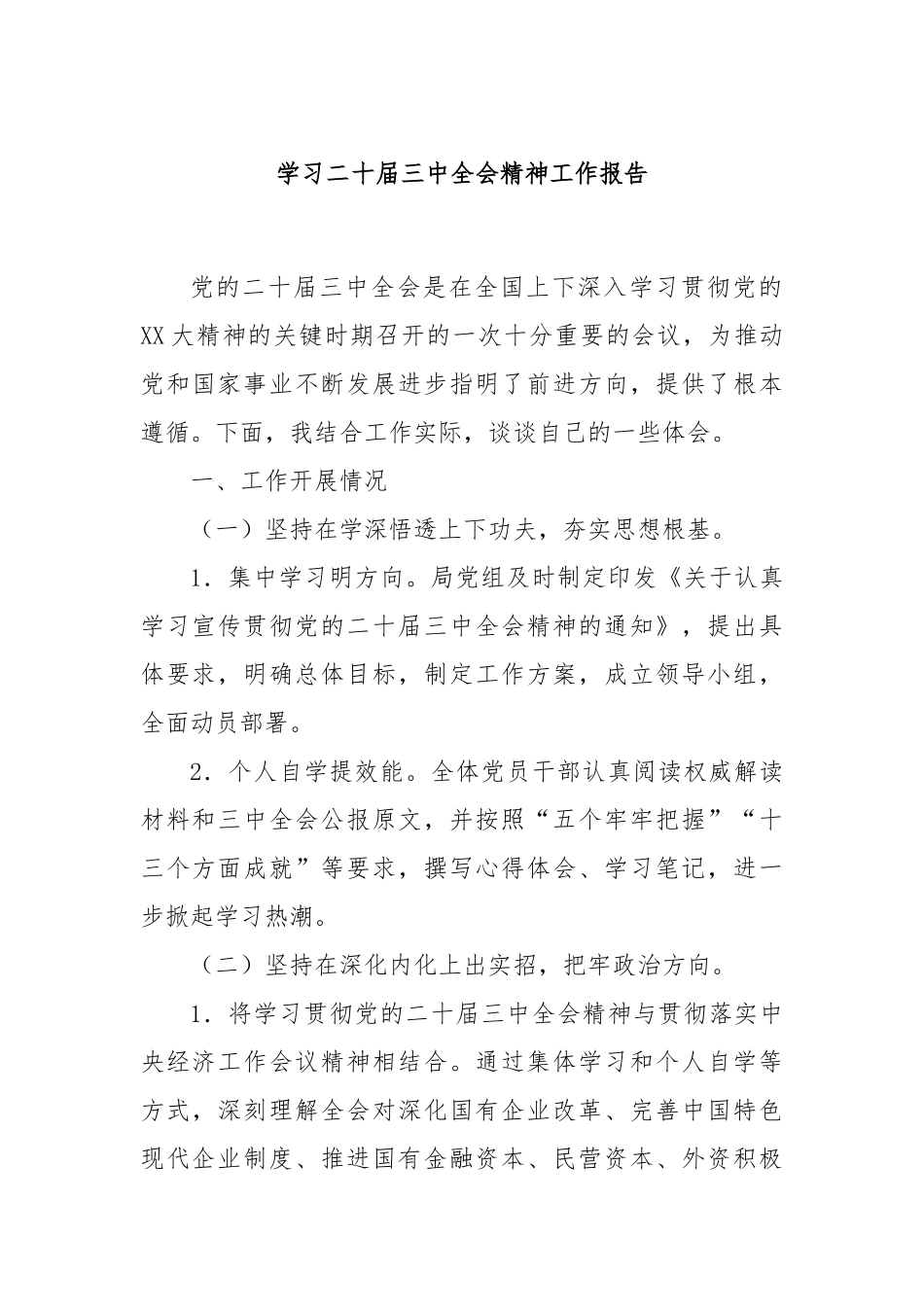 学习二十届三中全会精神工作报告_第1页