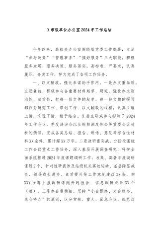 X市级单位办公室2024年工作总结
