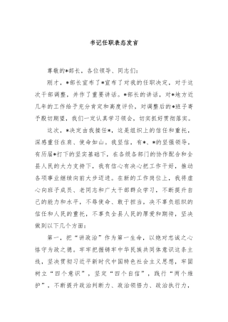 书记任职表态发言