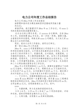 电力公司年度工作总结报告_1