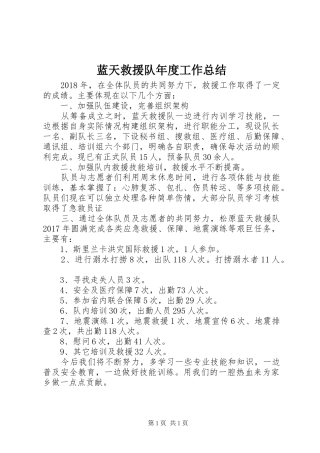 蓝天救援队年度工作总结