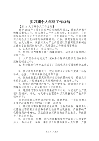 实习期个人年终工作总结