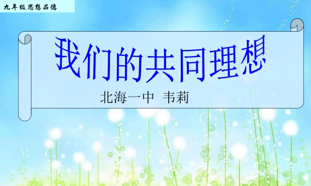 九年级政治我们的共同理想2