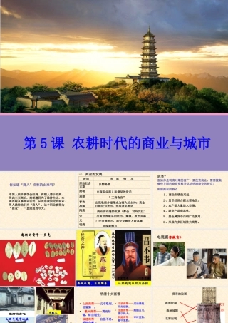 【历史】第5课农耕时代的商业与城市课件1（岳麓版历史必修2）