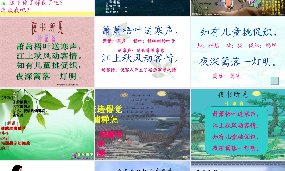 古诗两首夜书所见九月九日忆山东兄弟 