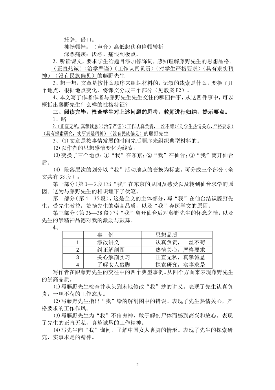 藤野先生教案_第2页