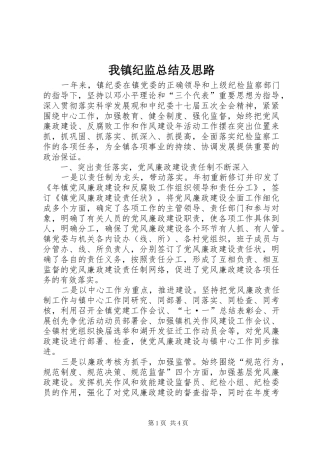 我镇纪监总结及思路